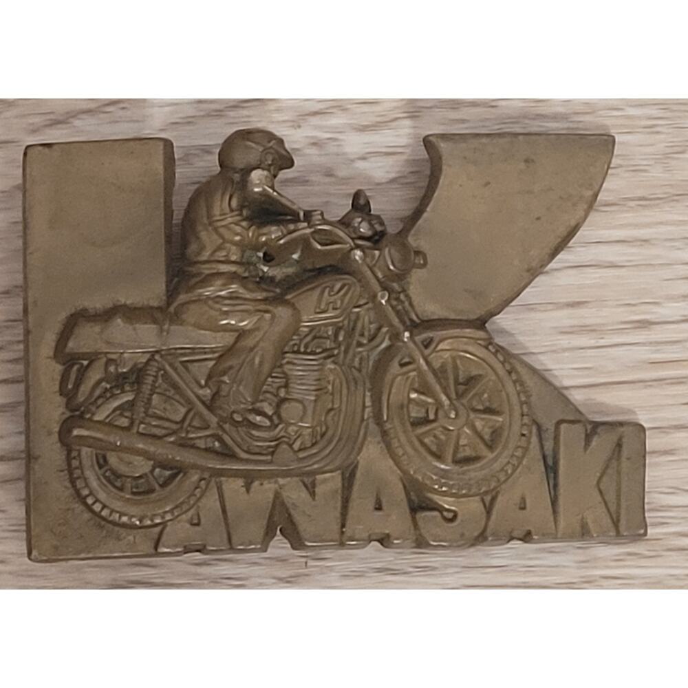 bBb Baron 6194 belt buckle  Kawasaki Biker Brass 1980 Size~80x55mm VGC Damaged
